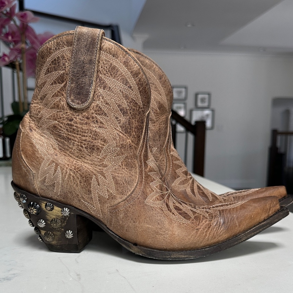 Old Gringo Brown Leather Western Boots with Studded Heels